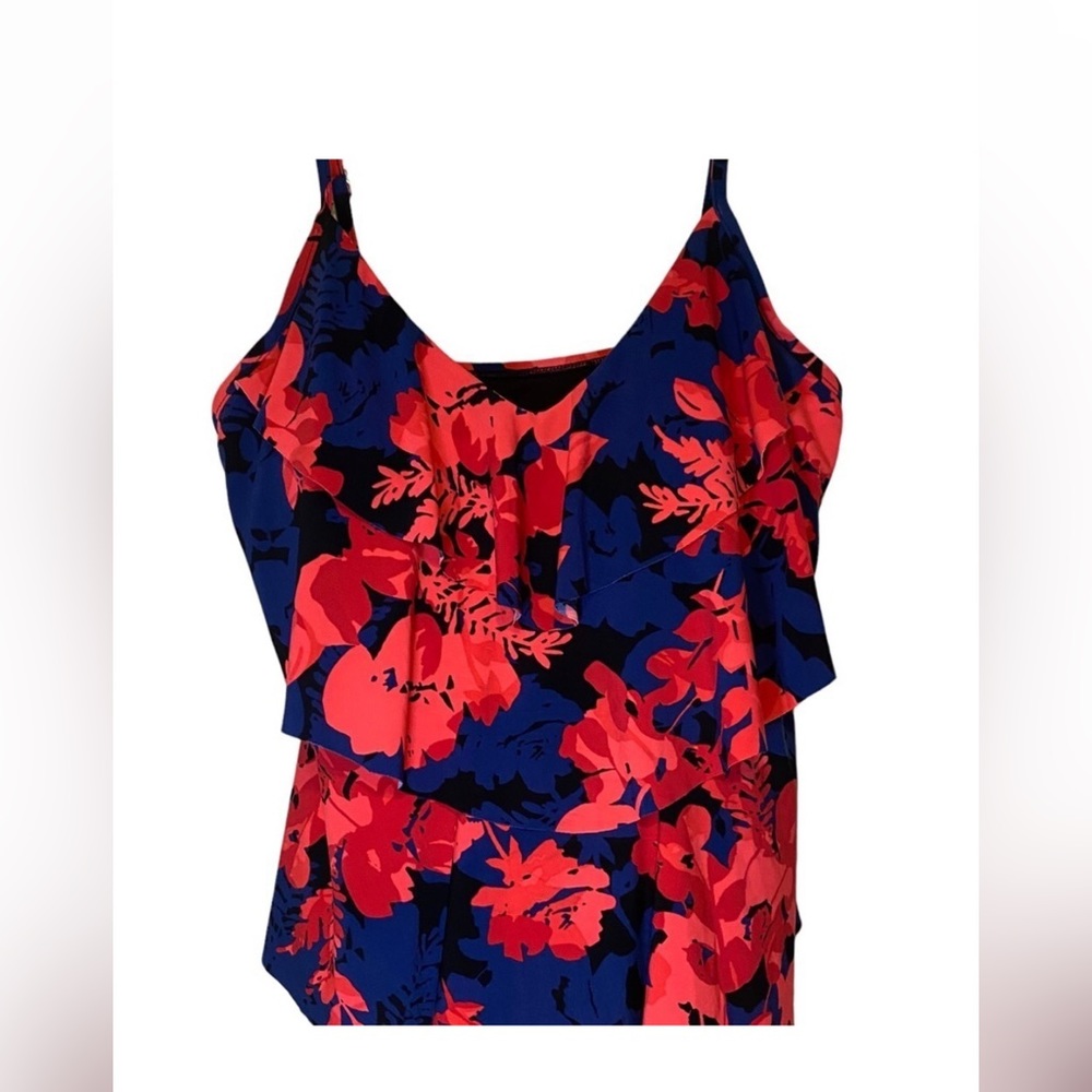 Aqua Green Womens’s UPF 50 Tiered Tankini Top - multicolored